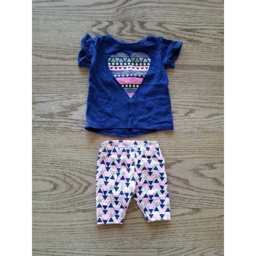 Carter's navy pink heart matching set 3M